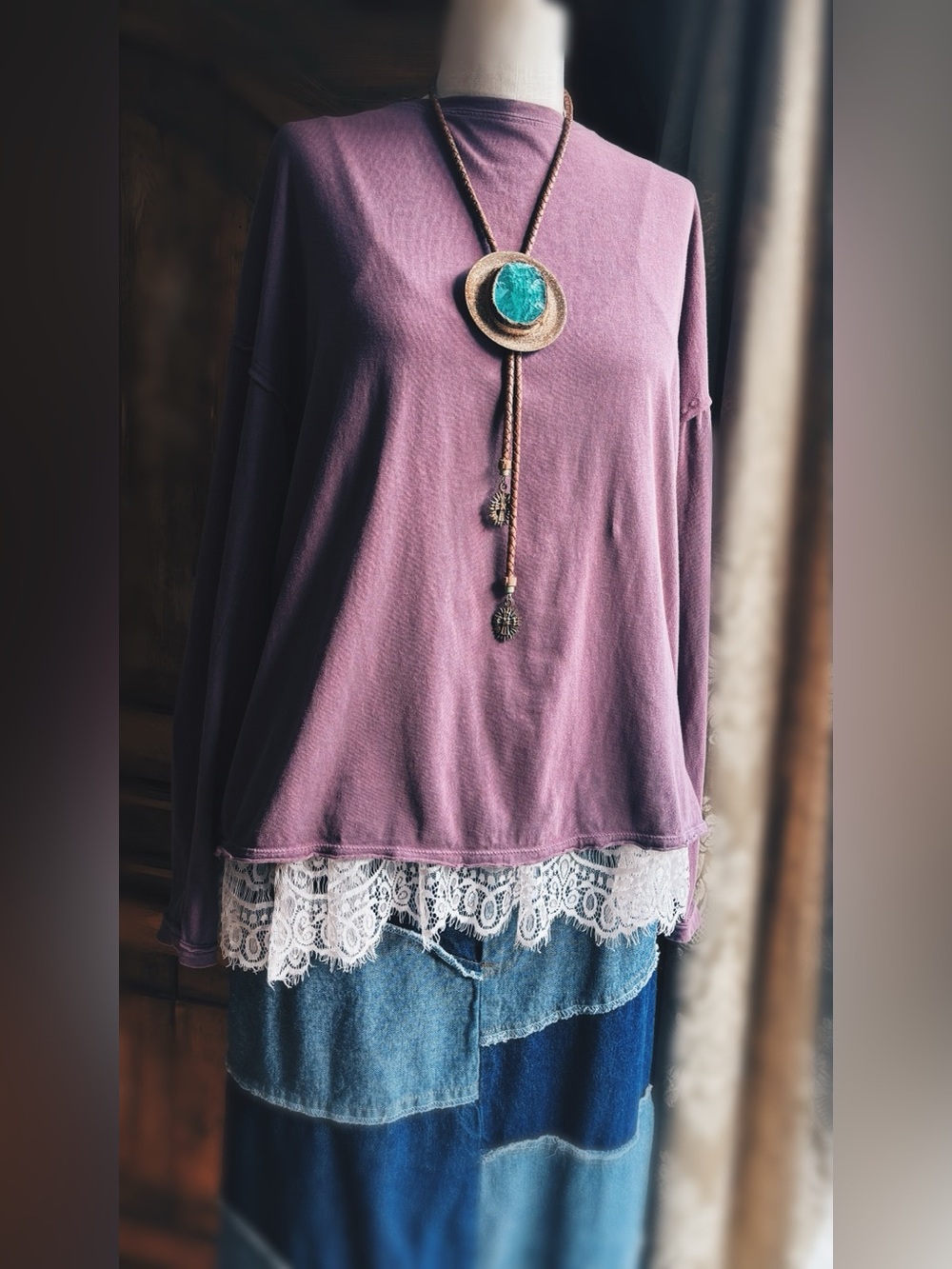 Free People We The Free Nina Long-Sleeve Purple Tee Size S